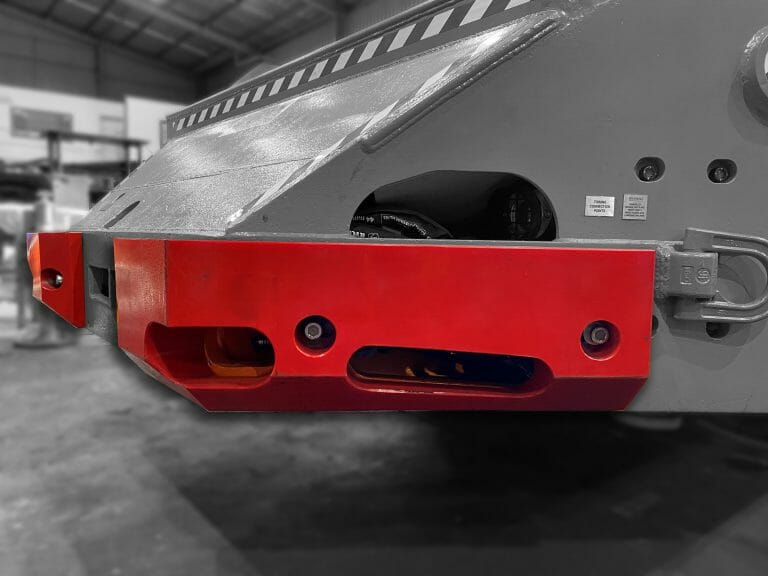 FRAS polyurethane replacement parts installed on an underground coal mine shuttle car